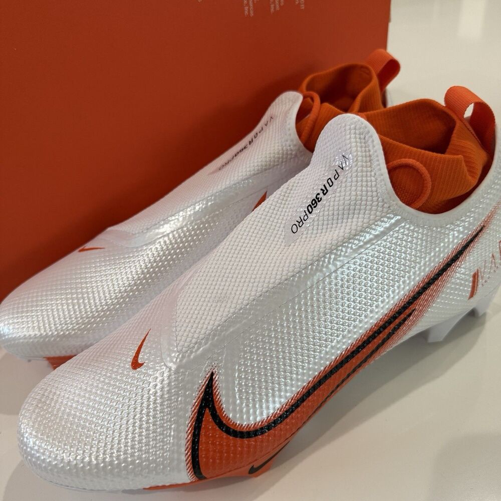 Size 11.5 Nike Vapor Edge Pro 360 White Orange Football Cleats CV6345-100 NEW